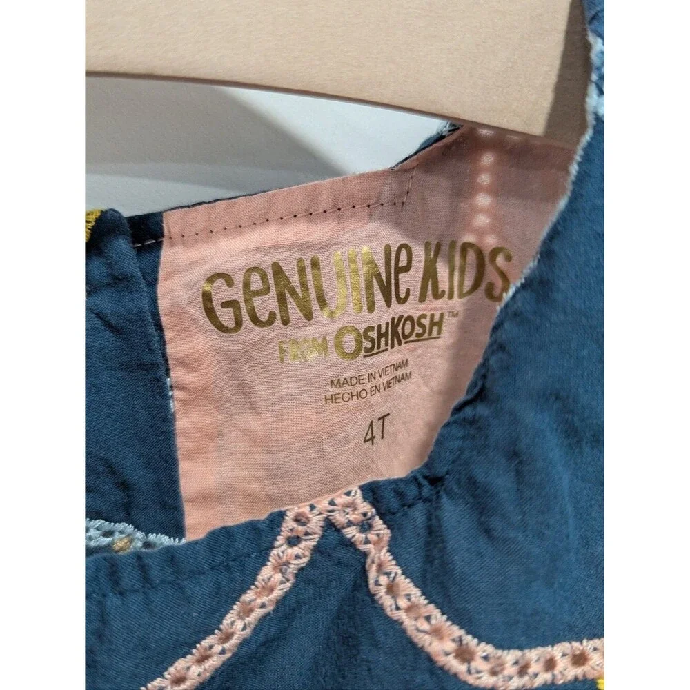 Oshkosh Genuine Kids Blue Scallop Peach Orange Yellow Stitched Embroider Size 4T